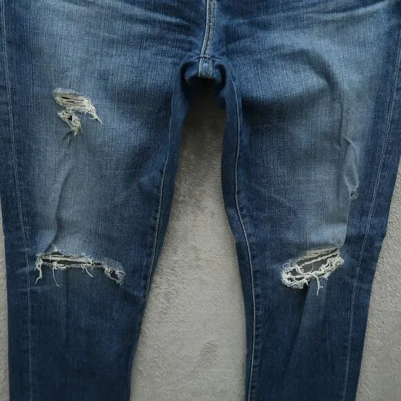 AG Jeans Women's Size 27R Blue Mid-Rise Ex-Boyfriend Slim 27" Inseam Distressed - Picture 2 of 16